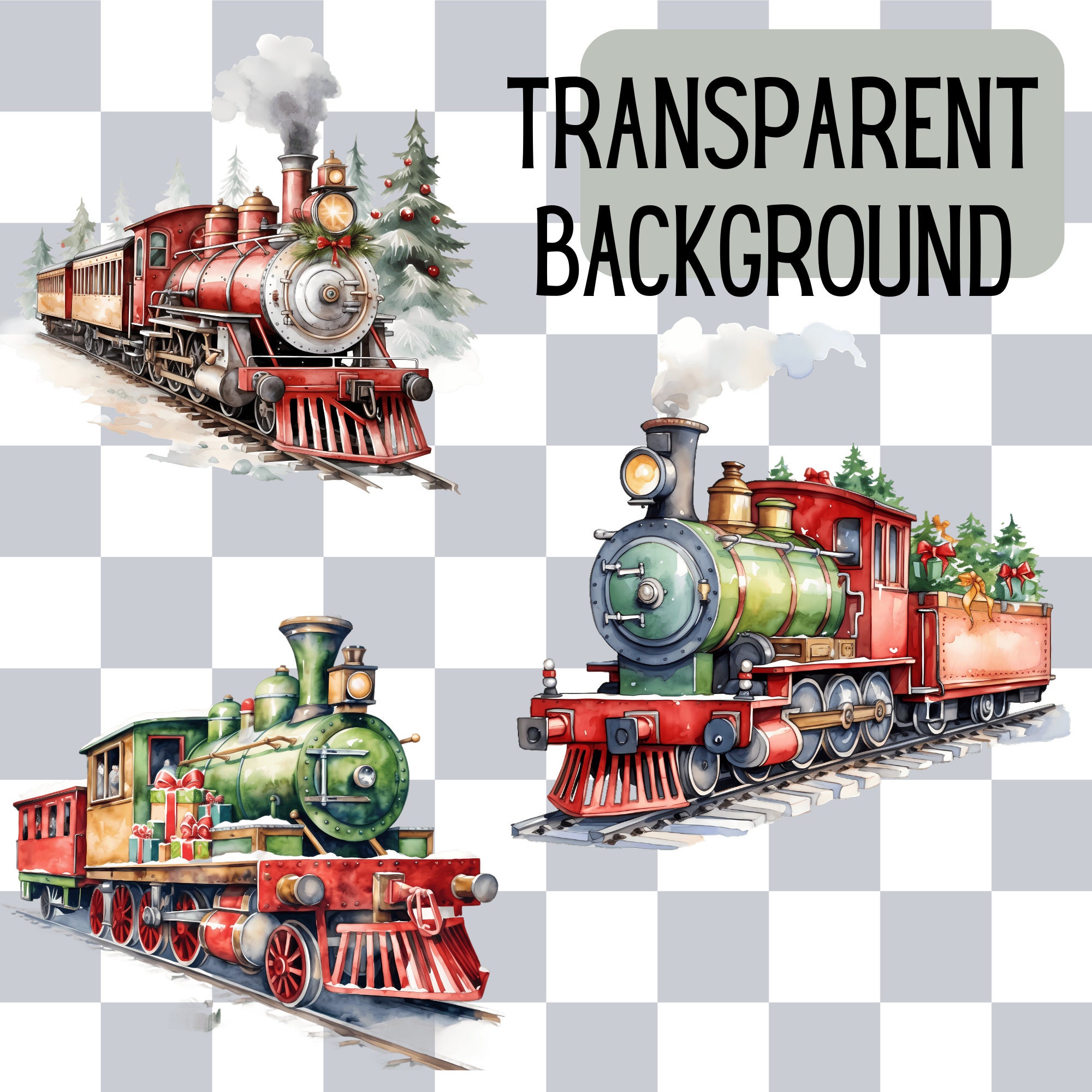 Watercolor Christmas Polar Express Train PNG Clipart Watercolor Winter ...