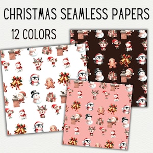 Watercolor Christmas Seamless Paper Printable Christmas Digital Paper Holiday Scrapbook Papers Merry Christmas Wallpaper Commercial Use