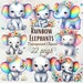 22 Baby Elephant Clipart Rainbow Elephant PNG Bundle Baby Shower Cute ...