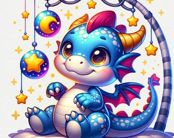 Cute Baby Dragon Clipart Bundle Watercolor Fantasy Dragon Clipart Kawaii Nursery Dragon PNG Nursery Decor PNG Baby Shower PNG Commercial Use