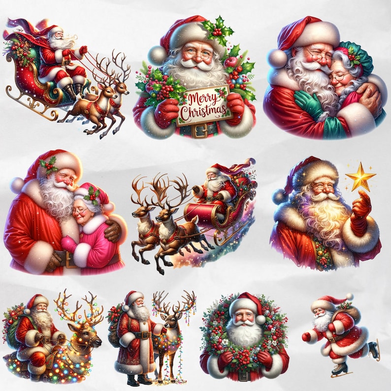 Santa Claus Clipart Bundle - Christmas Graphics for Crafts & DIY ...