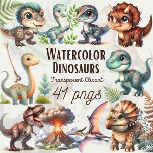 Watercolor Dinosaur Clipart Dinosaur Birthday Party Decor Dinosaur Baby shower Cute Dinosaur Clipart Nursery Dinosaur Sticker Commercial Use