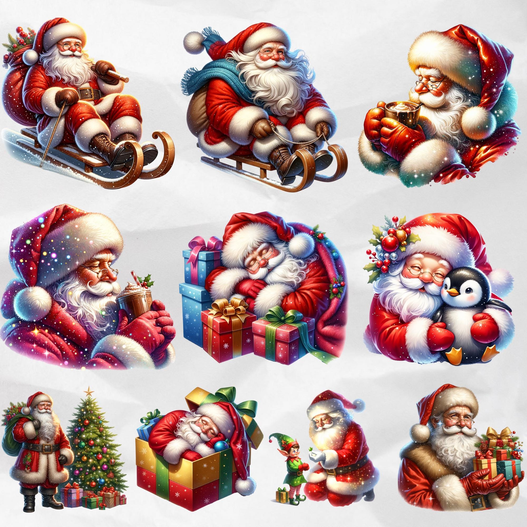 Santa Claus Clipart Bundle - Christmas Graphics for Crafts & DIY ...