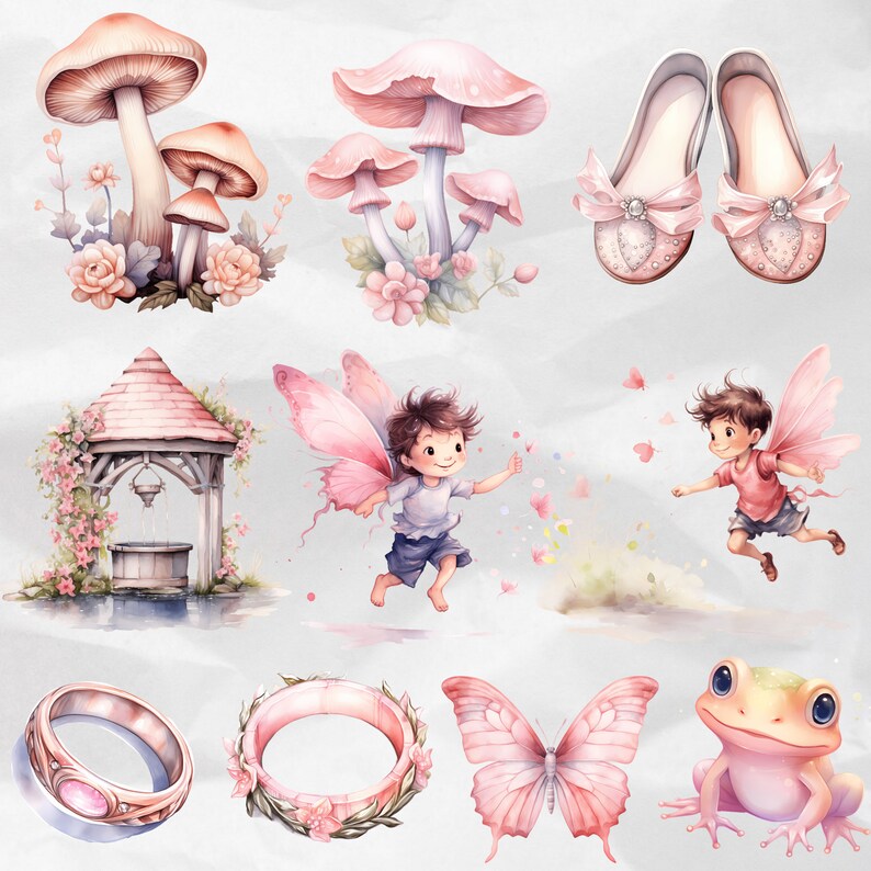 Pink Fairy Garden Clipart Pink Fairytale Butterfly PNG Magical Fairy ...
