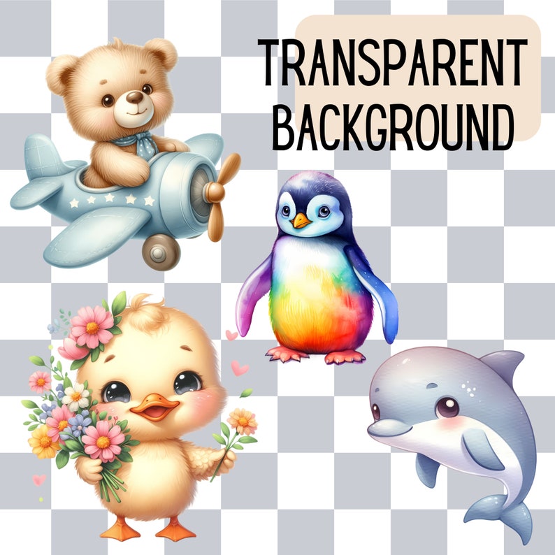 Create charming designs with the Cute Animals Clipart 500+ Mega Bundle. This set includes over 500 watercolor animal PNGs, ideal for nursery decor, stickers, and other commercial use projects.