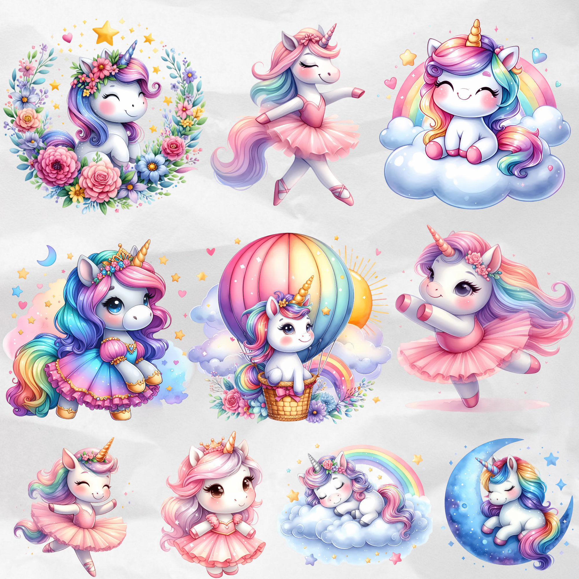 Cute Unicorn Clipart Watercolor Unicorn PNG Baby Unicorn Clipart ...