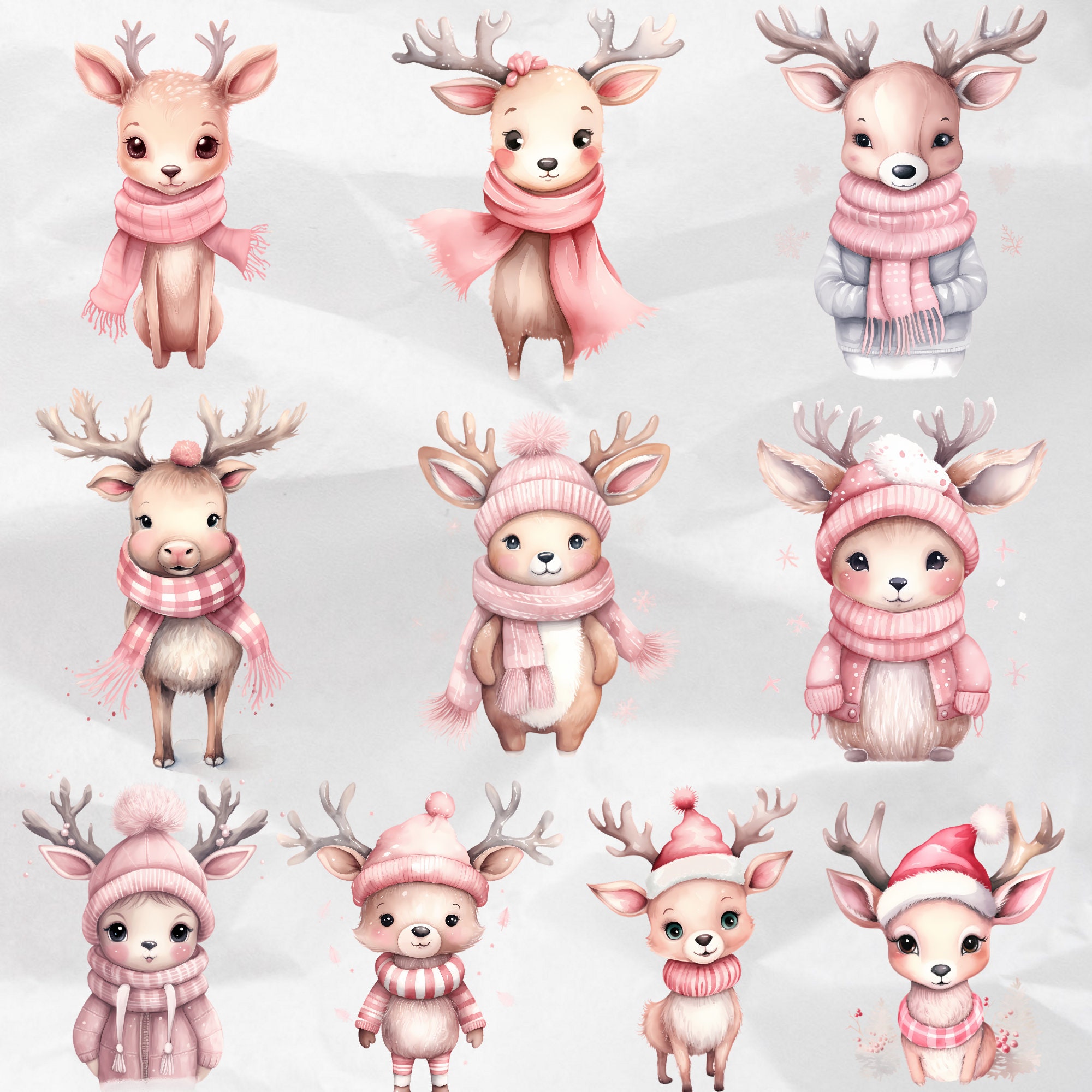 Cute Pink Christmas Reindeer Clipart - Cute Holiday Graphics for Crafts ...