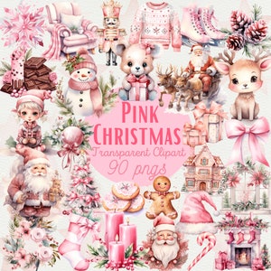 Rosa Tis Die Jahreszeit Weihnachten PNG Clipart Cottagecore Aquarell Winter Bundle Rosa Aquarell Weihnachtscliparts Winter Clipart Sublimation