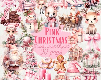 Rosa Tis The Season Jul PNG - Gladlynt högtidsclipart för pyssel