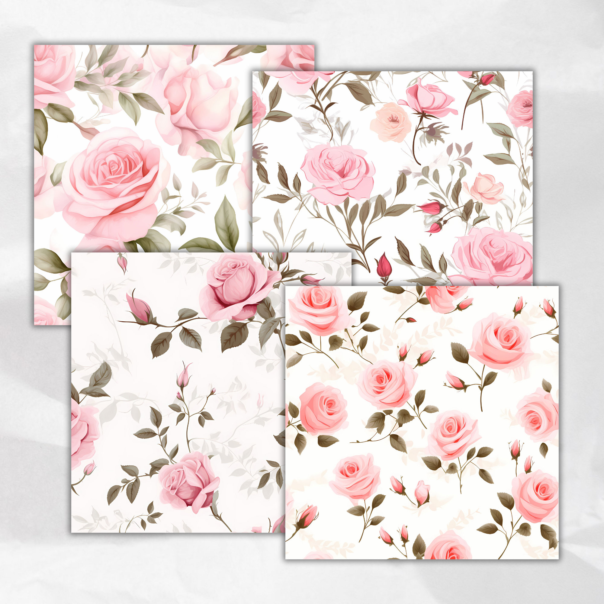 Vintage Watercolor Pink Roses Digital Paper Seamless Roses Pattern ...