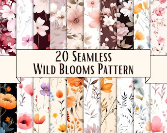 Watercolor Wild Blooms Pattern Floral Digital Paper Floral Seamless Pattern Printable Digital Paper Printable Scrapbook Paper Commercial Use