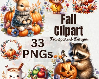 Watercolor Autumn Clipart Bundle: Cozy Fall PNG Graphics (Commercial Use)