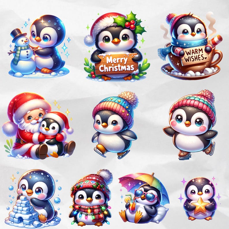 Cartoon Winter Penguin Clipart PNG - Cute Digital Graphics for Crafts ...