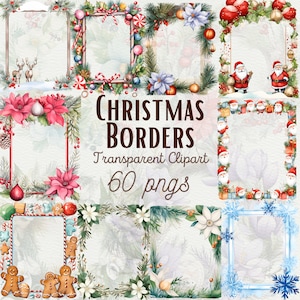 Acquerello bordo natalizio Clipart cornice floreale invernale PNG bordo acquerello PNG invito invernale PNG cornice invernale Clipart uso commerciale