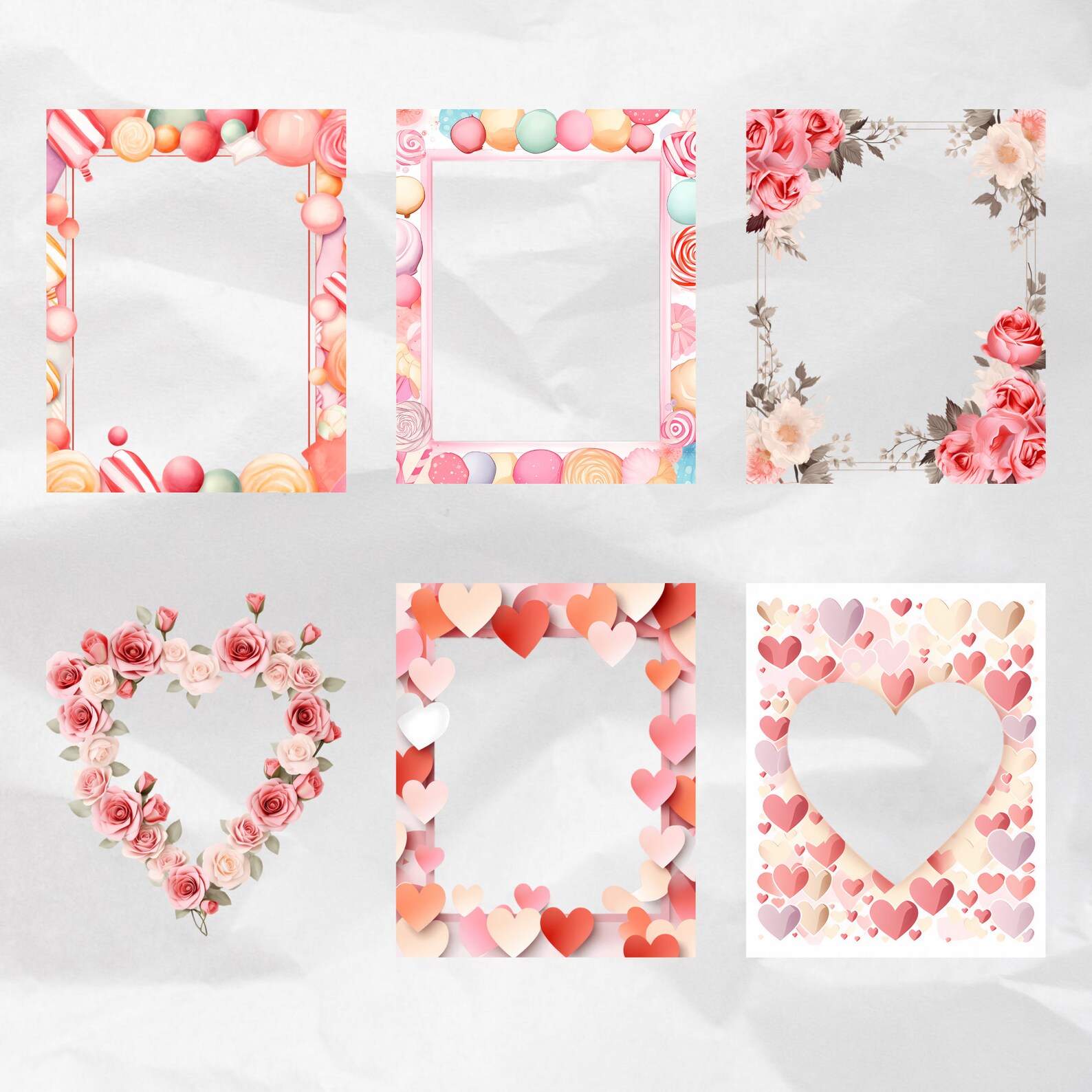 Watercolor Valentines Day Heart Borders Clipart Floral Rose Border ...