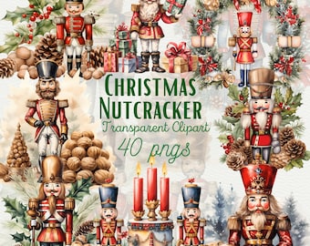 Watercolor Christmas Nutcracker png Clipart - Festive Holiday Graphics for DIY Crafts