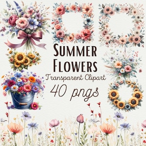 Watercolor Wildflower Clipart Botanical Wildflowers Clipart Wild Flower Watercolor Clipart wild Floral Bouquet PNG Meadow Wreath Clipart PNG