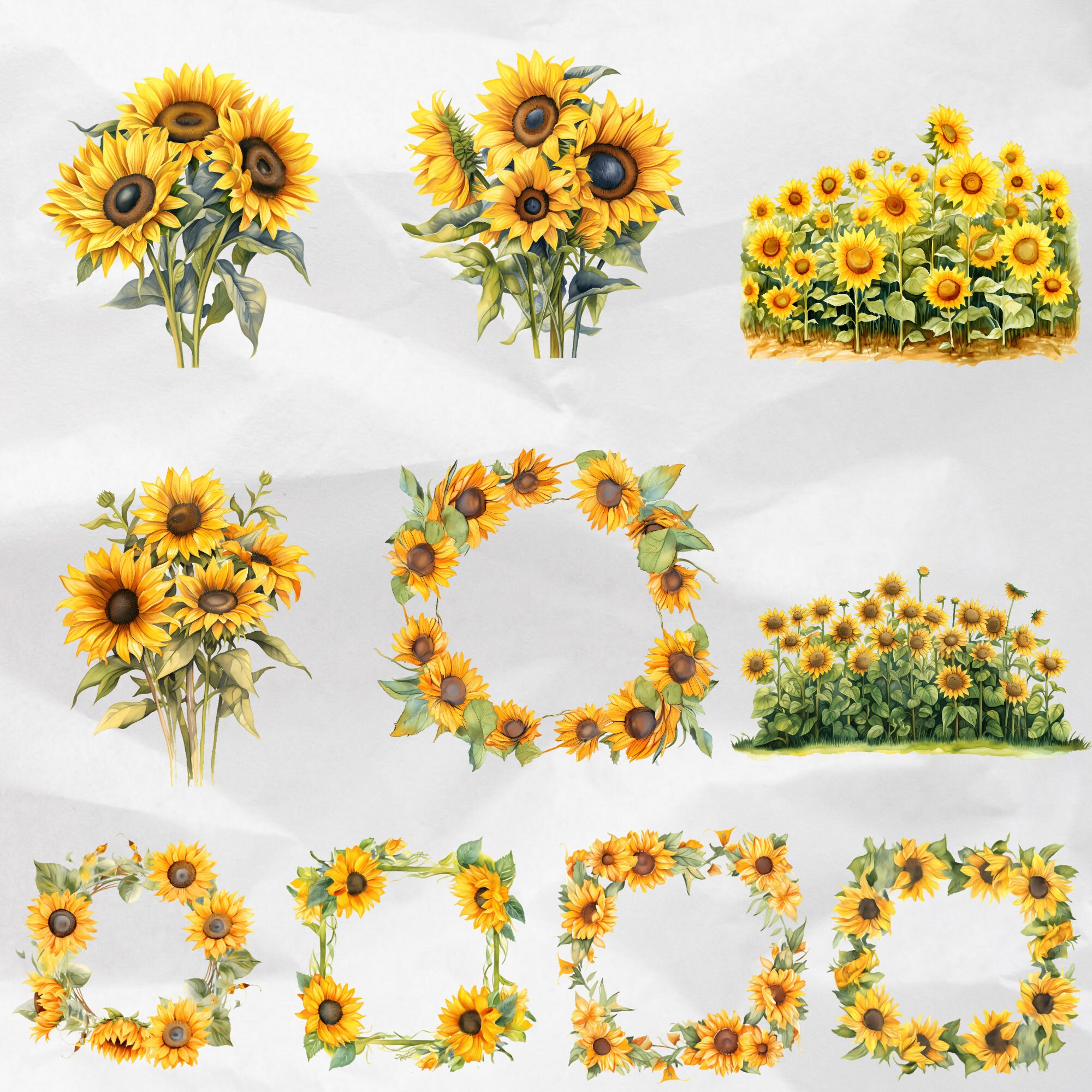 Watercolor Sunflower PNG Clipart Watercolor Floral Clipart Bouquet ...