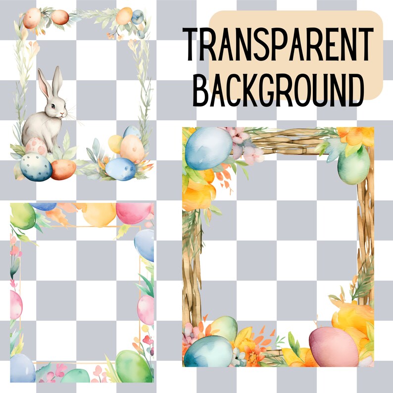 Watercolor Easter Frames Clipart Floral Border Clipart Floral Easter ...