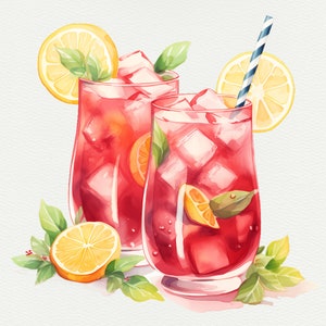 30 cocktail ad acquerello Clipart illustrativi cocktail Cocktail Wall Art Print Summer Cocktail PNG Signature Cocktail Alcohol Illustrations