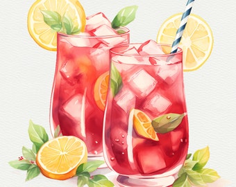 30 Cócteles de acuarela Clipart Cócteles ilustrativos Cóctel Pared Arte Impresión Cóctel de verano PNG Cóctel exclusivo Ilustraciones de alcohol