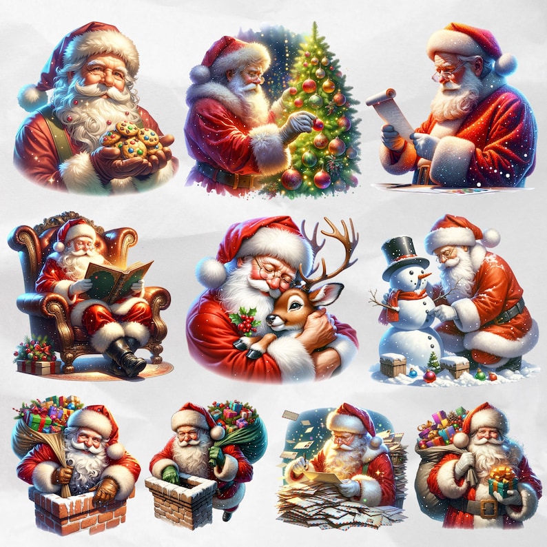 Santa Claus Clipart Bundle - Christmas Graphics for Crafts & DIY ...