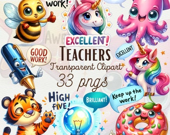 Watercolor Teacher Sticker Clipart School Graphics PNG Back to School Clipart PNG Teacher Designs PNG School Supplies Clipart Commercial Use