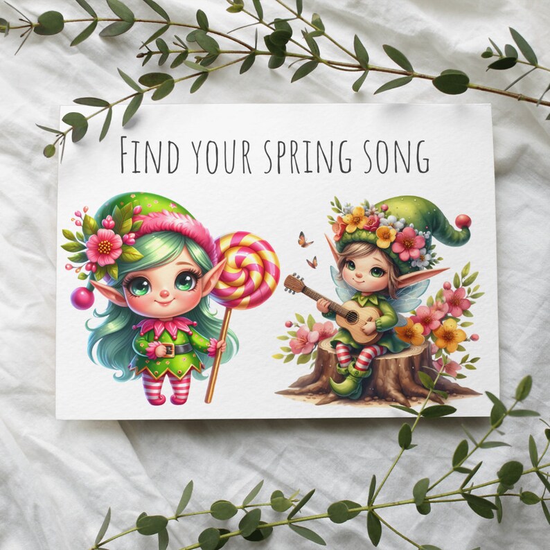 Early Spring Elf Watercolor Spring Elves PNG Cute Flower Elf Clipart Graphics Watercolor ...