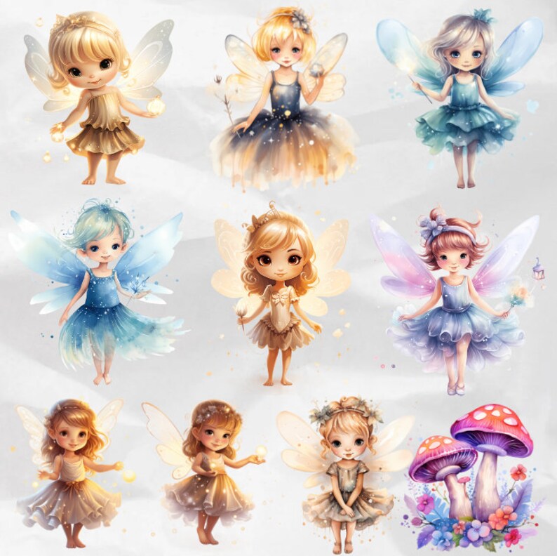 Watercolor Fairy Garden Clipart Fantasy Cute Fairies PNG Clipart ...