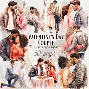 Aquarel Valentijn paar clipart romantisch paar clipart Valentijnsdag paar PNG ontwerp aangepaste paar illustratie Valentijn kaart vriendje