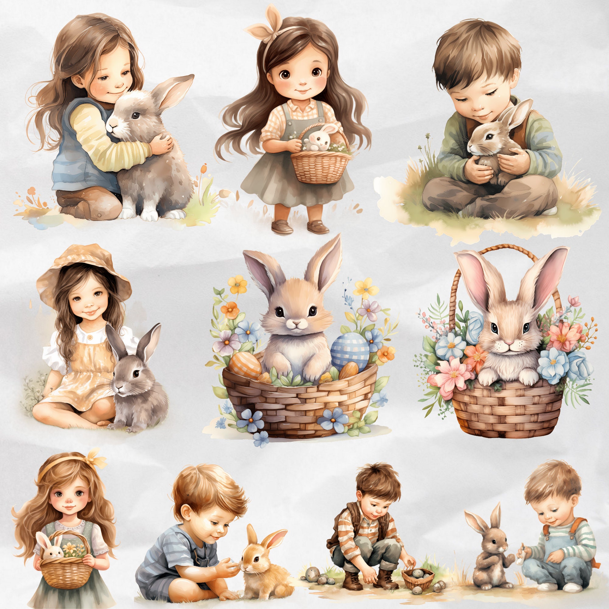 Rustic Easter Clipart Bundle Watercolor Easter PNG Spring Clipart ...