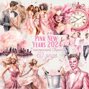 Roze Gelukkig Nieuwjaar Clipart Nieuwjaar 2024 Roze Clipart Illustratie Roze Oudejaarsavondfeest Nieuwjaarsgeschenken Party Celebration Graphics PNG