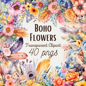 Aquarel Boho bloemen clipart wilde bloem clipart bloemen Boho clipart Boho boeket clipart Boho bloem PNG Floral PNG commercieel gebruik