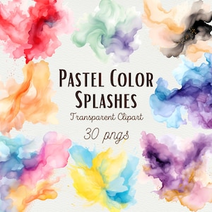 Pastel aquarel spatten clipart kleur splash clipart pastel penseelstreken abstracte aquarel verf splatter PNG clipart commercieel gebruik