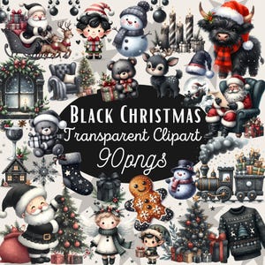 Czarny Tis The Season Christmas PNG Clipart Sezonowy Zimowy Christmas PNG Pakiet Czarny Akwarela Przytulny Boże Narodzenie Clipart DIY Komercyjne użycie