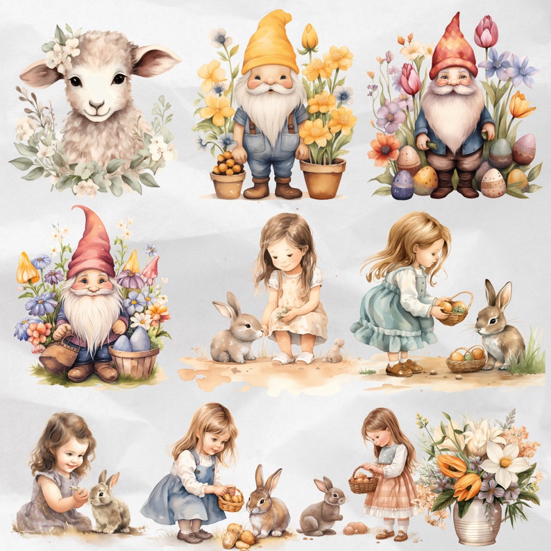 Rustic Easter Clipart Bundle Watercolor Easter PNG Spring Clipart ...
