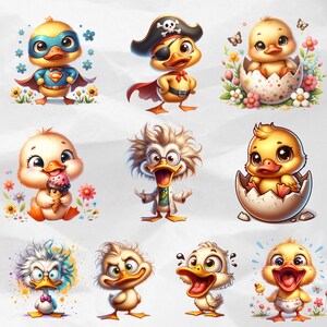 Enhance your designs with the 40 Cute Funny Duck Clipart Bundle. This collection of funny cute bird PNGs includes watercolor funny birds clipart for sublimation and commercial use. Perfect for creating playful and charming artwork.