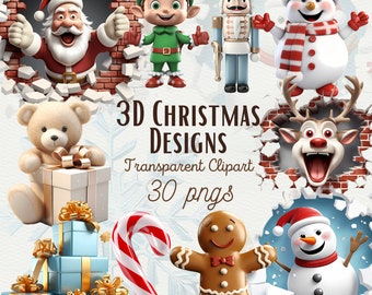 3D Christmas Clipart Bundle - Festive Graphics for Holiday Crafts