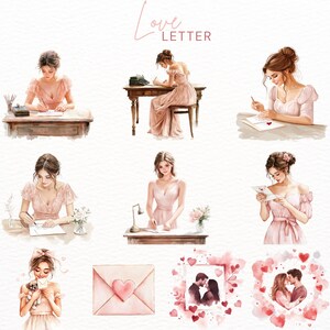 Valentine’s Day clipart bundle featuring romantic postal mail graphics and love-themed designs, perfect for creating greeting cards, stickers, and digital downloads. Suitable for commercial use.