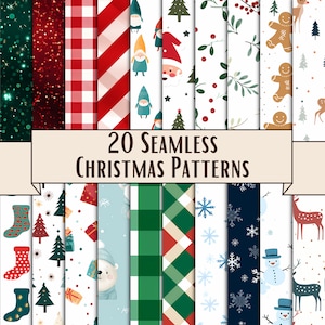 Papier numérique de Noël Papiers de scrapbooking de vacances Fond d’arbre de Noël Motif de Noël Flocon de neige Modèles sans couture Utilisation commerciale