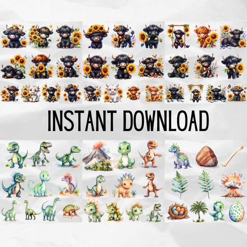 Infuse your designs with charm using the Cute Animals Clipart 500+ Mega Bundle. This set features over 500 watercolor animal PNGs, ideal for creating nursery decor, stickers, and commercial use items.