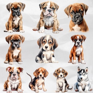 Cute Puppy Dogs Galore - Watercolor Dog Illustrations in PNG Bundle. Discover Various Dog Breeds with this Cute Puppy PNG Bundle. Perfect for Commercial Use