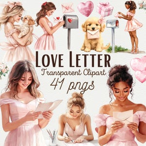 Valentinstag Clipart Bundle Liebesbrief PNG Grafiken Süße Liebe Clipart Valentinstag Designs Post Mail Digitaler Download Kommerzielle Nutzung