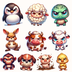 Grumpy Animals Clipart Cute Funny Animals Clipart Bundle Printable ...