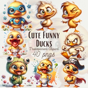 40 Cute Funny Duck Clipart Bundle Funny Cute Bird PNG Watercolor Funny Birds Clipart PNG Duck Sublimation Funny Animals PNG Commercial Use