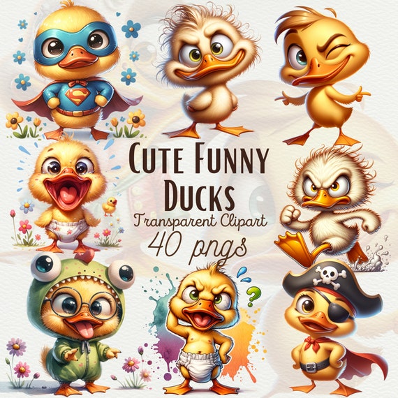 40 Cute Funny Duck Clipart Bundle Funny Cute Bird PNG Watercolor Funny Birds Clipart PNG Duck Sublimation Funny Animals PNG Commercial Use