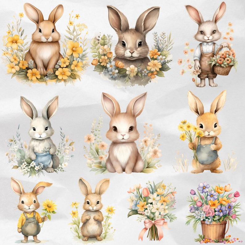 Rustic Easter Clipart Bundle Watercolor Easter PNG Spring Clipart ...
