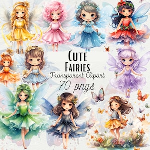 Aquarel Fairy Garden Clipart Magische Fairy clipart Cute Fairy PNG Kwekerij Fairy Verjaardag PNG Cute Fantasy Clipart PNG voor commercieel gebruik