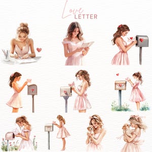 Charming Valentine’s Day clipart bundle featuring love letter graphics and romantic postal mail designs, ideal for crafting custom cards, digital artwork, and DIY decor. Commercial use allowed.