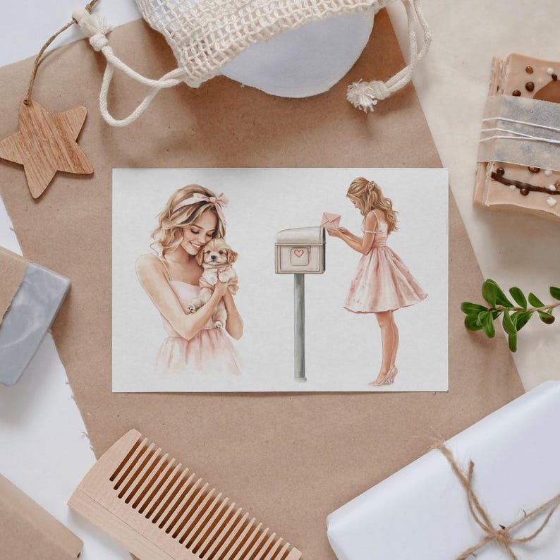 Valentine’s Day design bundle featuring love letter PNG graphics and postal mail-inspired elements, perfect for creating cards, digital projects, and printable gifts. Includes commercial use rights.